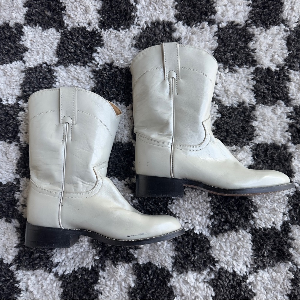 Vintage Justin Original White Roper Cowgirl Boots
